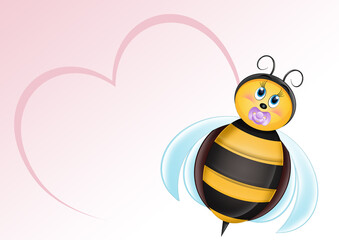 birth announcement card for baby girl with bee