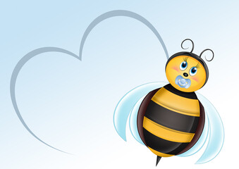 birth announcement card for baby boy with bee