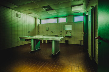 The abandoned hospital with morgue and surgery rooms