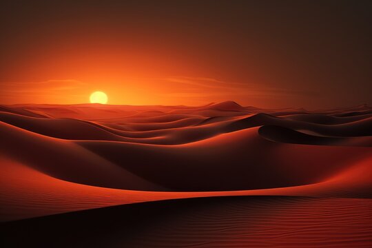 Sunset Serenade Over the Dunes: The Warm Glow of Twilight on a Silent Desert