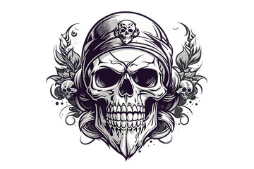 Skacy Skull Logo with Bandana Illustration