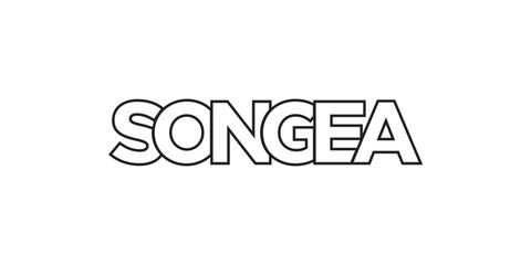 Songea in the Tanzania emblem. The design features a geometric style, vector illustration with bold typography in a modern font. The graphic slogan lettering.