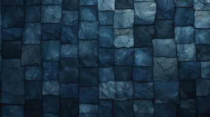Dark blue indigo background. The texture of bricks and tiles. Textured background in the form of stones