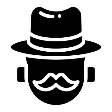 mustache man and hat glyph
