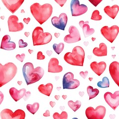 seamless pattern with hearts. Print for fabric, wrapping paper design. Valentine's Day. Background. Postcard. Love. Watercolor