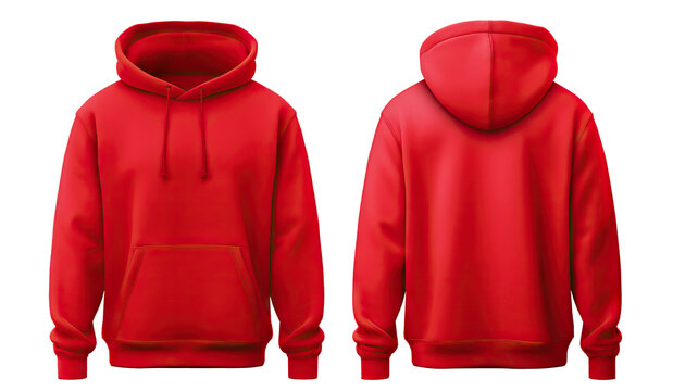 Red hooded sweatshirt mockup set, cut out