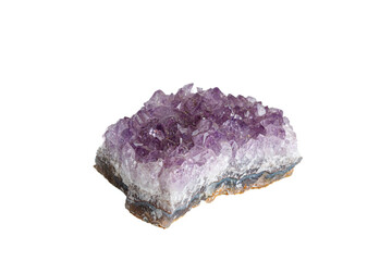 Amethyst mineral stone macro on white background