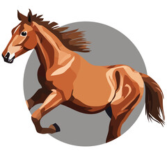 Vector polygon illustration: brown horse logo