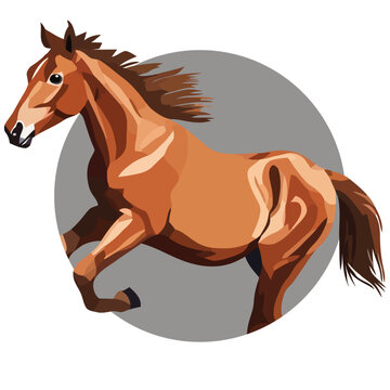 Vector polygon illustration: brown horse logo