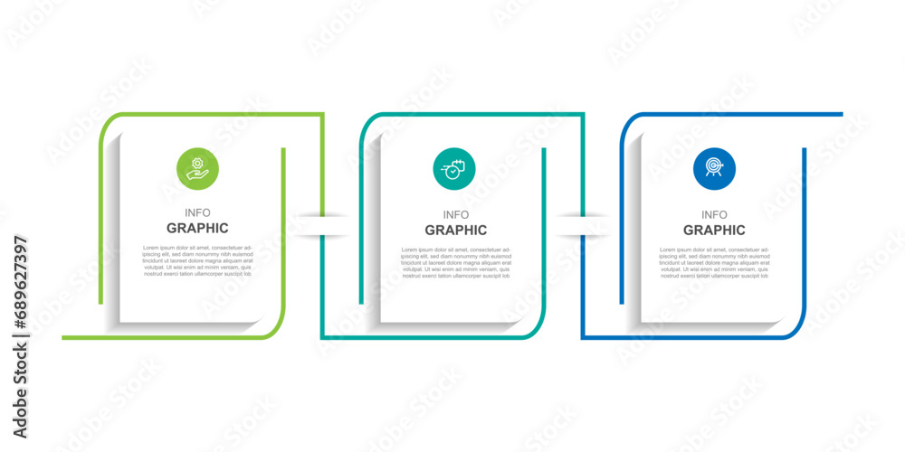 Poster 3 step line infographic vector element