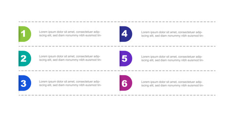 Design template infographic vector element with 6 step process or option for web presentation and business information