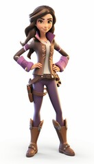 3d female warrior and wizard game character design on isolated white background for game mobile game 