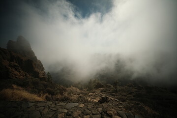 clouds in the mountains