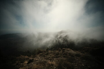 clouds in the mountains