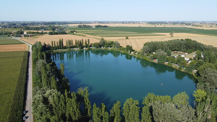 Lakes in the middle of crop fields on the Padan plains