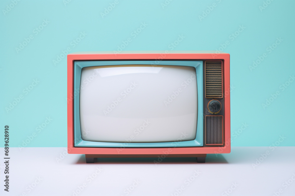 Poster a minimalistic pixel art representation of a retro television set, focusing on simplicity in enterta