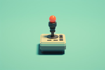 A clean and minimal pixel art illustration of a retro arcade joystick, focusing on simplicity in gaming design.
