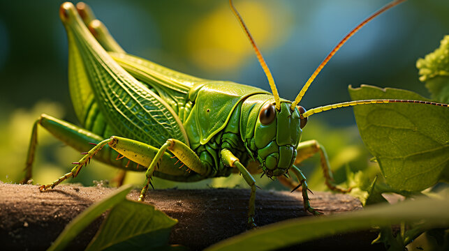 grasshopper on the grass