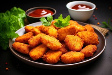 Delicious fried nuggets food