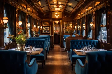Zelfklevend Fotobehang Restored vintage train car turned into a luxury dining experience © Davivd