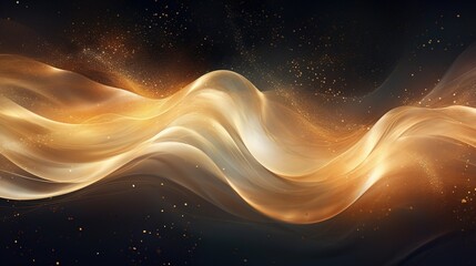 Luxurious abstract forms intertwining with gold particles, creating an ethereal and elegant atmosphere