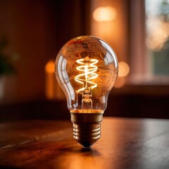 Light bulb with map, showing creative travel concepts and ideas