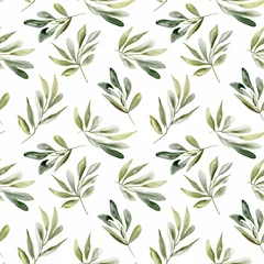 Plexiglas foto achterwand Nature flowers and leaves watercolor seamless pattern on white background. Background flowers for print and fabric © Cato_Ri