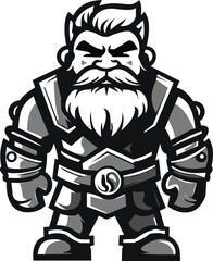 Coderious simple flat dwarf hero with an armor logo heroic Viking king vintage logo