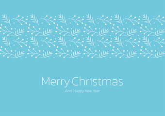 Christmas pattern with spruce branches. berries and stars. Vector illustration.