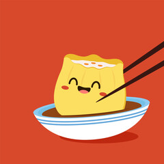 Siu Mai (Shumai) – Chinese steamed dumplings. Siu Mai is Chinese food. cartoon vector.