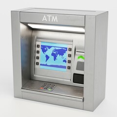 Realistic 3D Render of ATM Machine