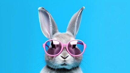 a rabbit wearing pink sunglasses