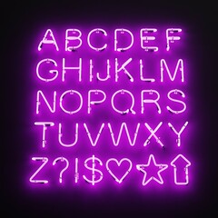 Realistic 3D Render of Neon Alphabet