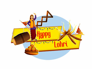 Happy Lohri festival of Punjab India background.vector illustration design
