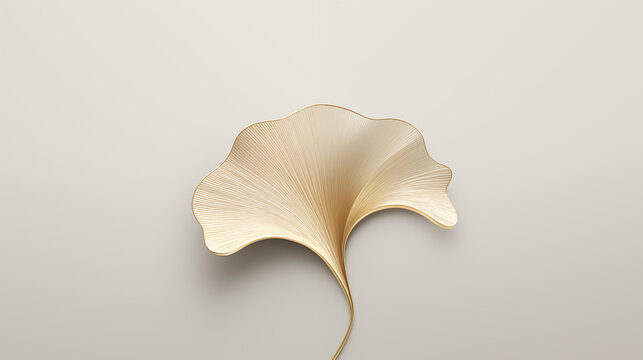  Gingko biloba golden 3d volume leaf for banner and logo