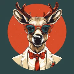 Fotobehang a deer wearing a suit and tie © Mariana