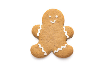 Christmas Gingerbread man cookie isolated on white background