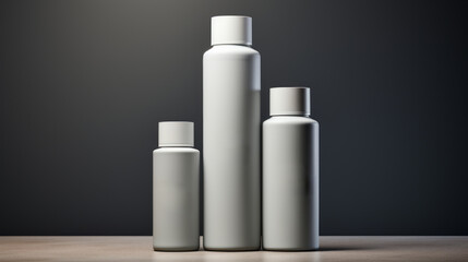 Hair care set: cosmetic skincare products. Shampoo, oil, butter, and conditioner. Realistic cosmetics product bottles, tubes, and plastic containers. Product placement mock-ups