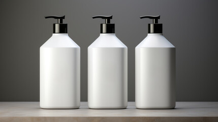 Hair care set: cosmetic skincare products. Shampoo, oil, butter, and conditioner. Realistic cosmetics product bottles, tubes, and plastic containers. Product placement mock-ups