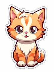 Funny Kitten sticker in cartoon style, AI