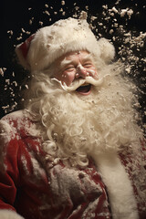 Portrait of Santa Claus with a white beard and mustache