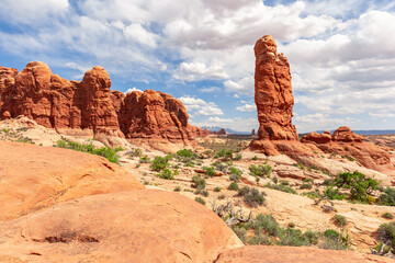 Fototapeta na wymiar Red Sandstone Rocks Landscape in Moab, Utah, USA