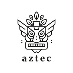 tribal mask aztec ceremonial logo design graphic vector