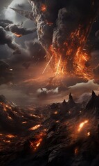 a volcano erupting in the clouds - obrazy, fototapety, plakaty