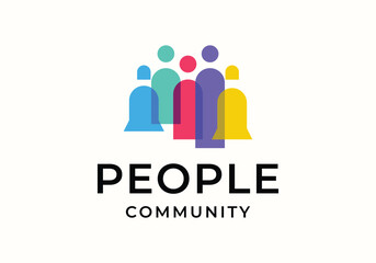 people community human unity overlapping color logo icon illustration design