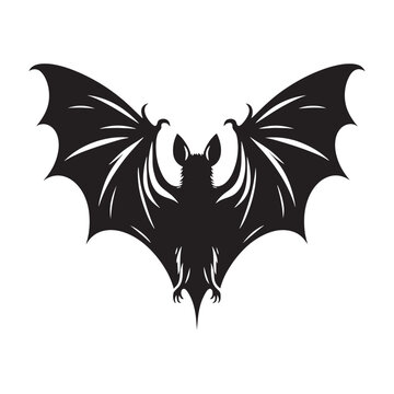 Bat Silhouette - Eerie Night Guardian Soaring through Shadows Black Vector Bat Silhouette
