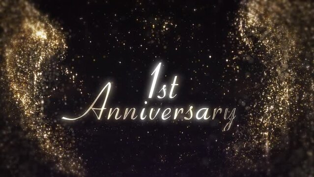 Beautiful congratulations on the 1st anniversary with a beautiful background, banner, particles