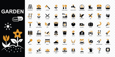 Garden   editable colored icons collection. Simple vector illustration.
