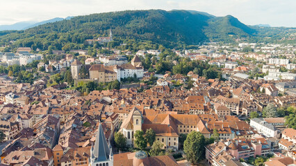 Fototapeta na wymiar Annecy, France. Historical city center. Annecy is a city in the Alps in southeastern France, Aerial View