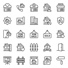 Outline icons set for Real estate.